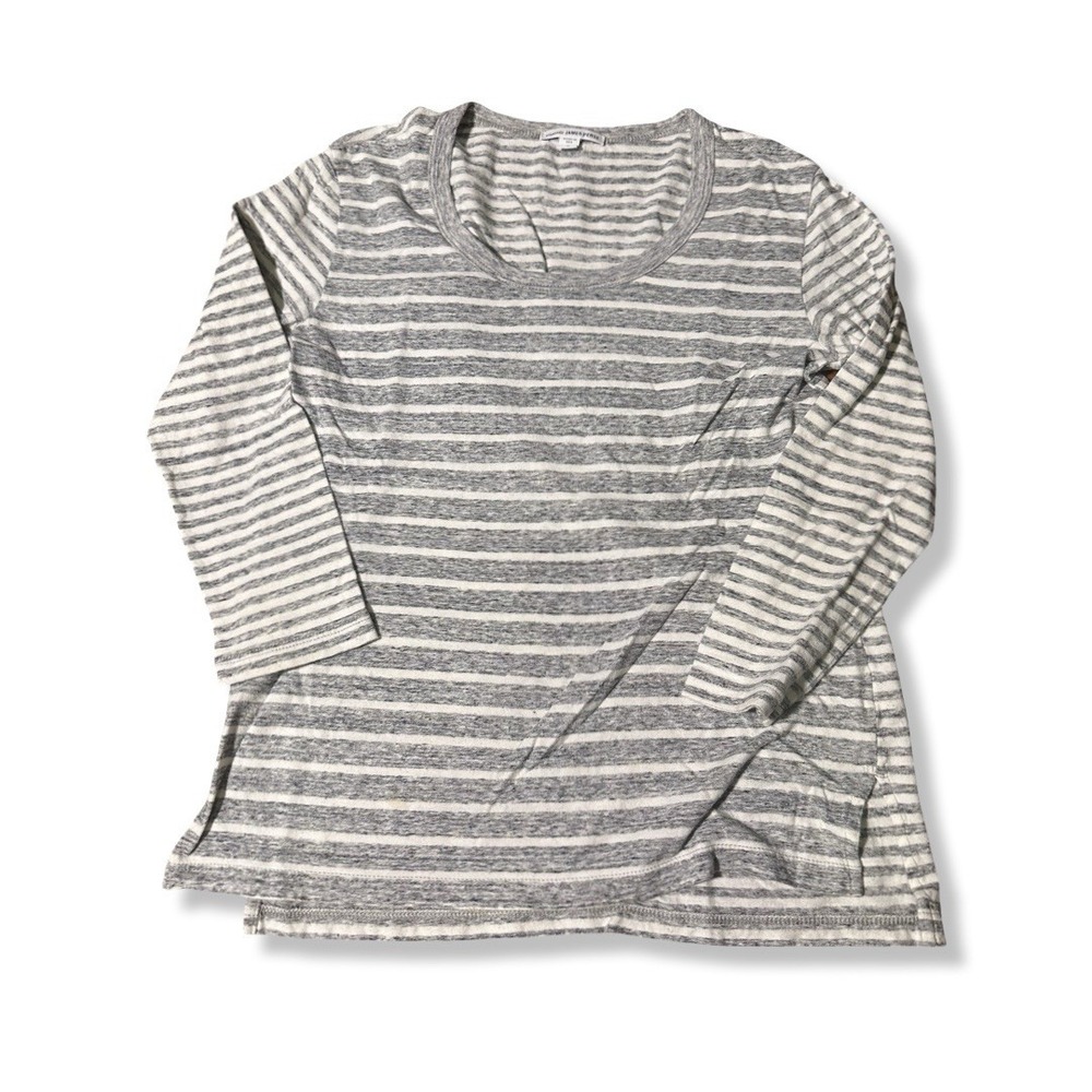 STANDARD JAMES PERSE Women's Cotton Tan White Striped 3/4 Sleeve Size 0